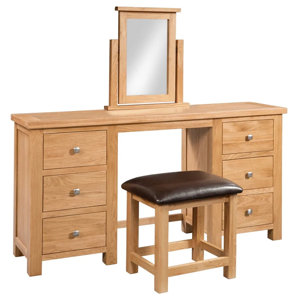 Dorchester Light Oak Double Ped D/Table   Stool
