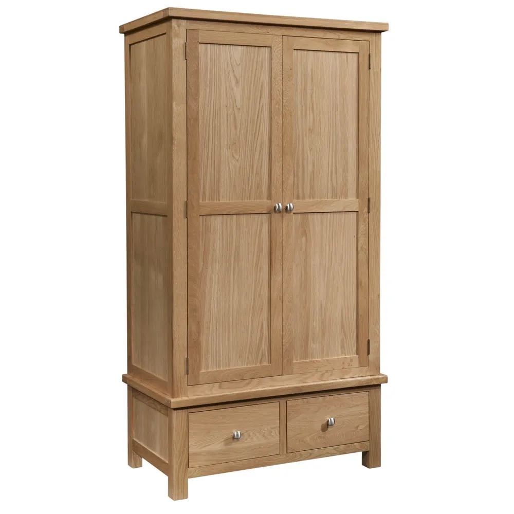 Dorchester Light Oak Gents Wardrobe With 2 Drawers