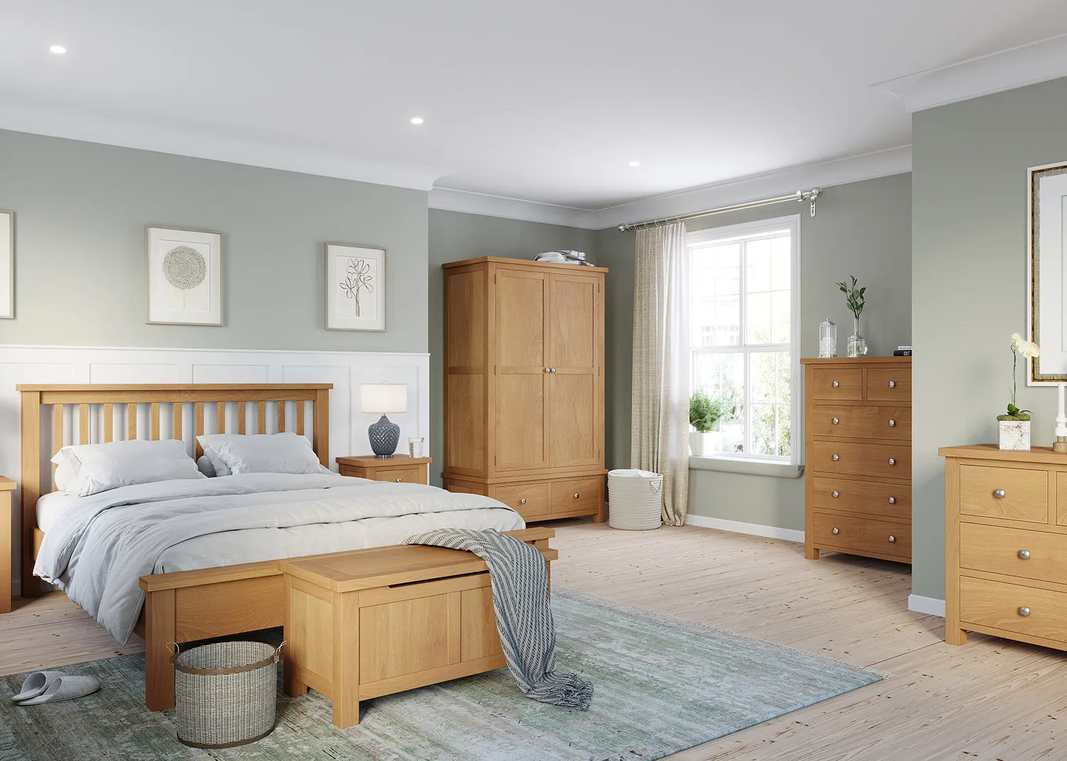 Dorchester Light Oak New Style 5' Lfe Bed With Top Cap *New