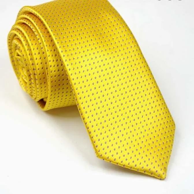 Dot Yellow Gold Solid Silk Ties For Men