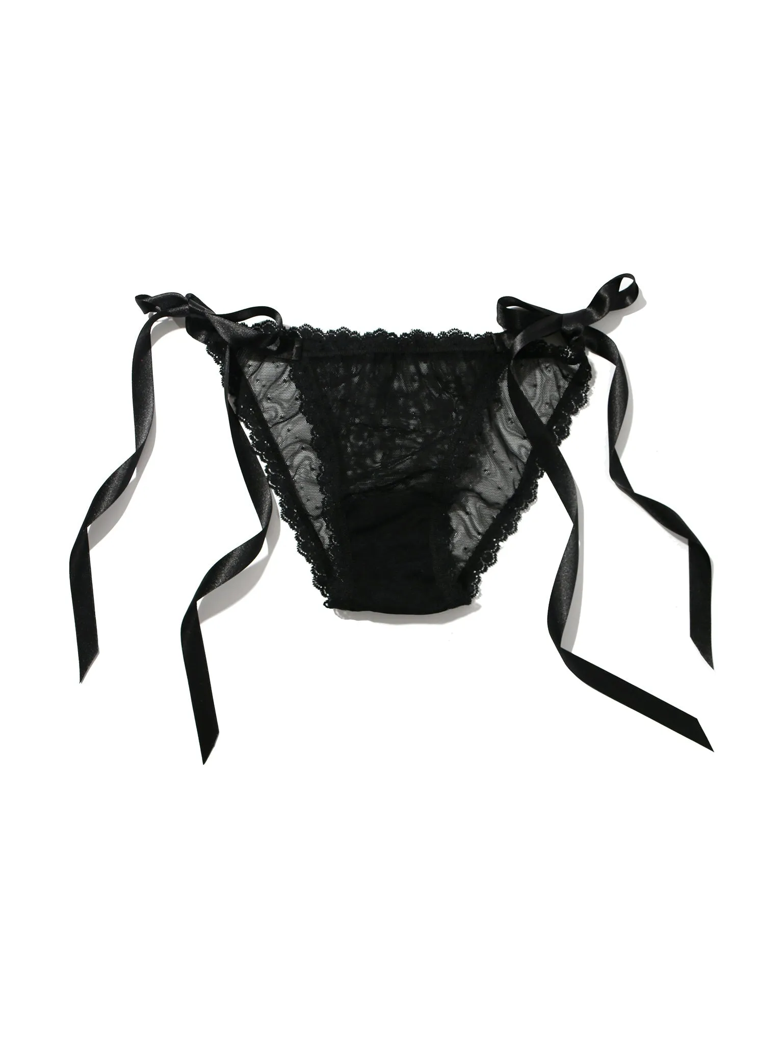 Dotted Tulle Side Tie Bikini Black Sale
