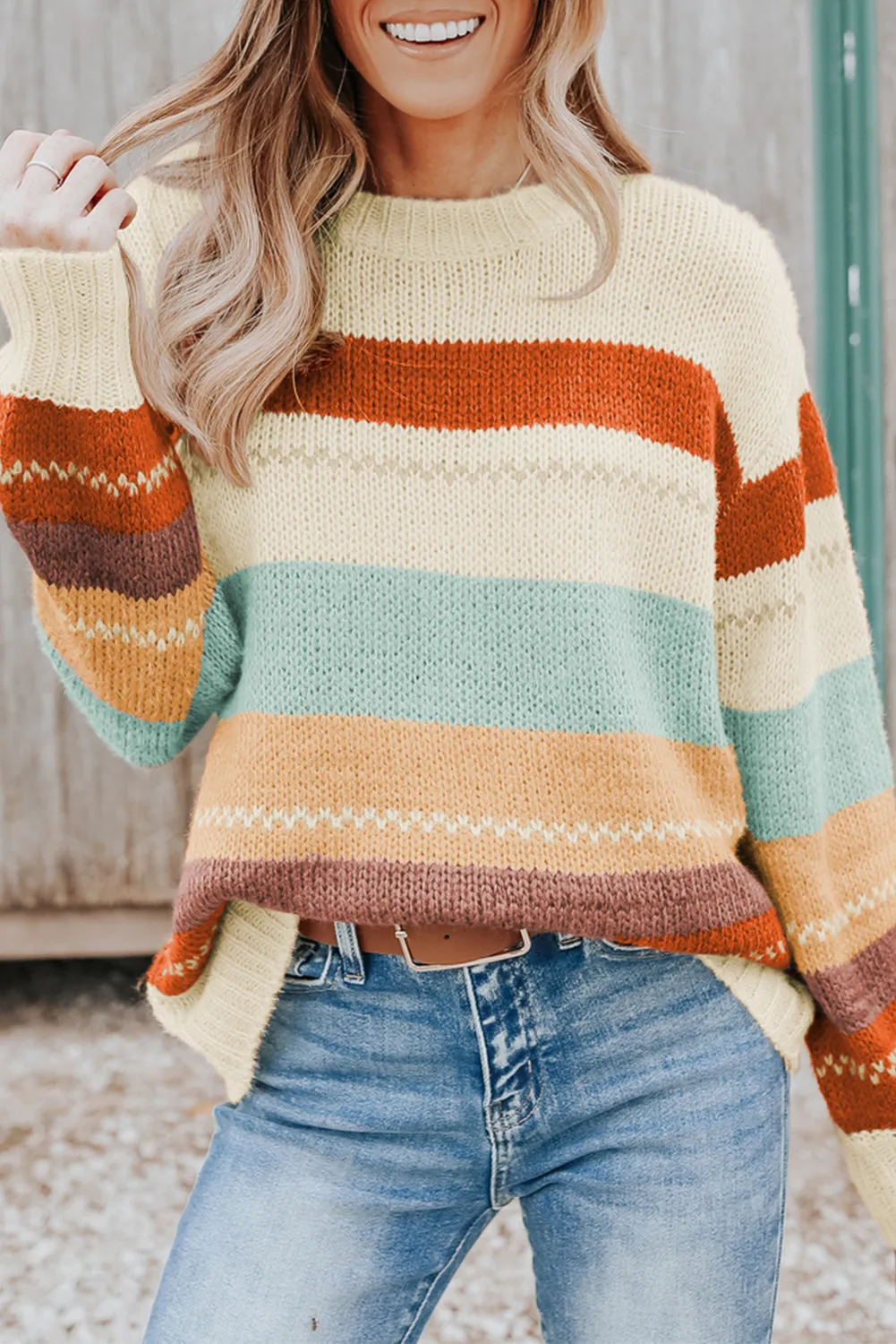 Fall Fest Stripped Color Block Sweater