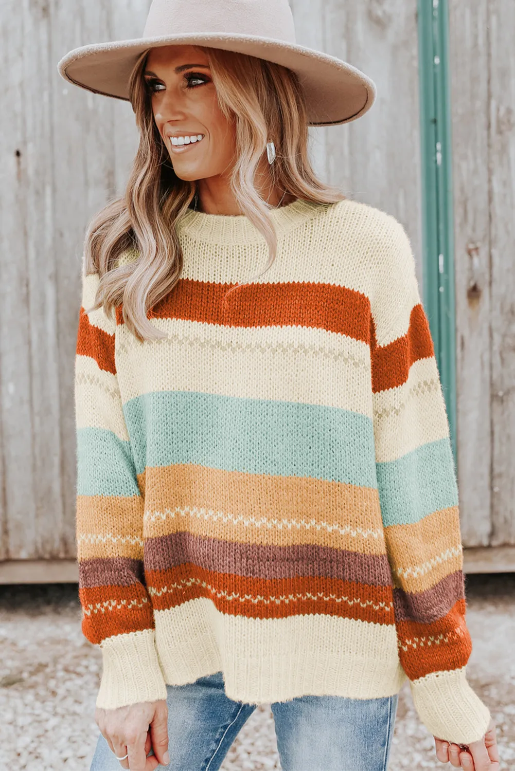 Fall Fest Stripped Color Block Sweater