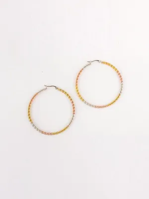 FASHION STAINLESS STEEL MULTI COLOR HOOPS EARRINGS