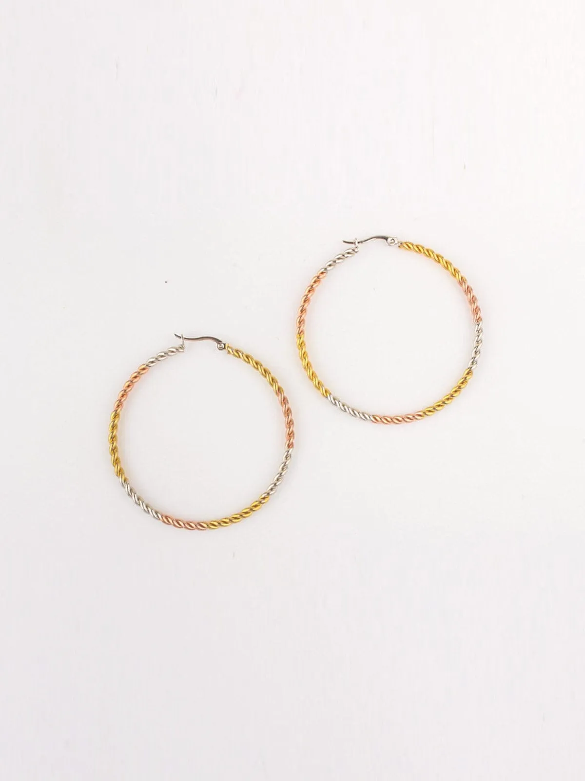 FASHION STAINLESS STEEL MULTI COLOR HOOPS EARRINGS