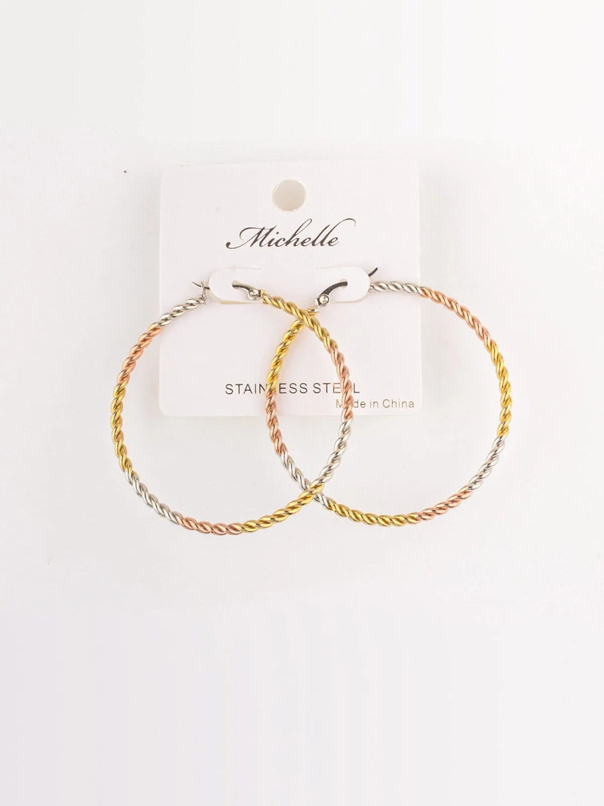 FASHION STAINLESS STEEL MULTI COLOR HOOPS EARRINGS