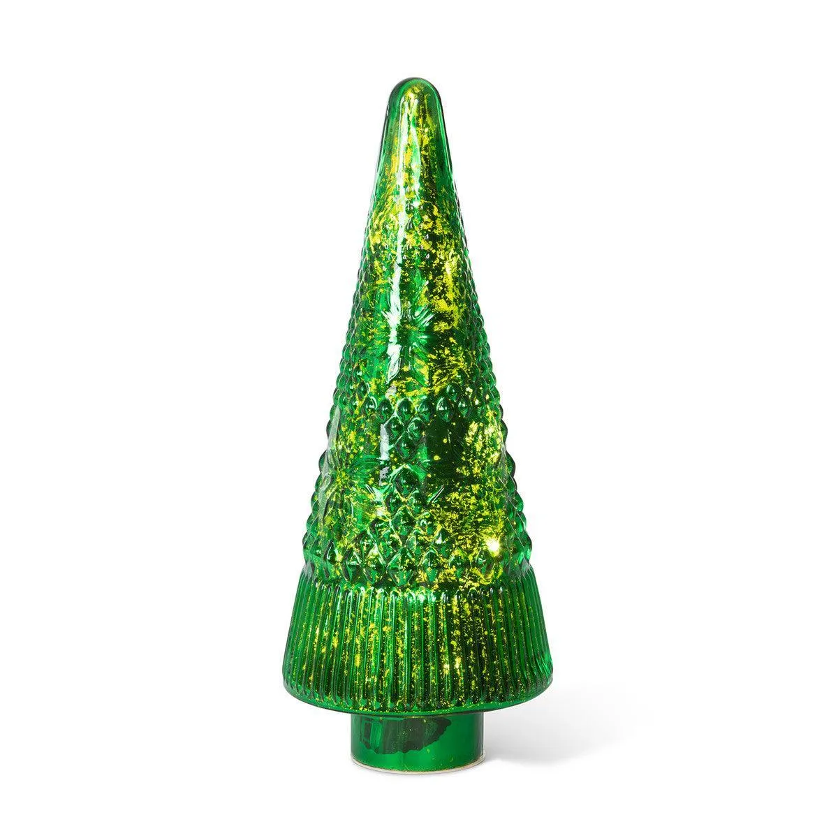 Festive Green Glass Lighted Christmas Tree, 18 in.