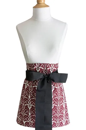 filigree claret red printed cloth cocktail aprons