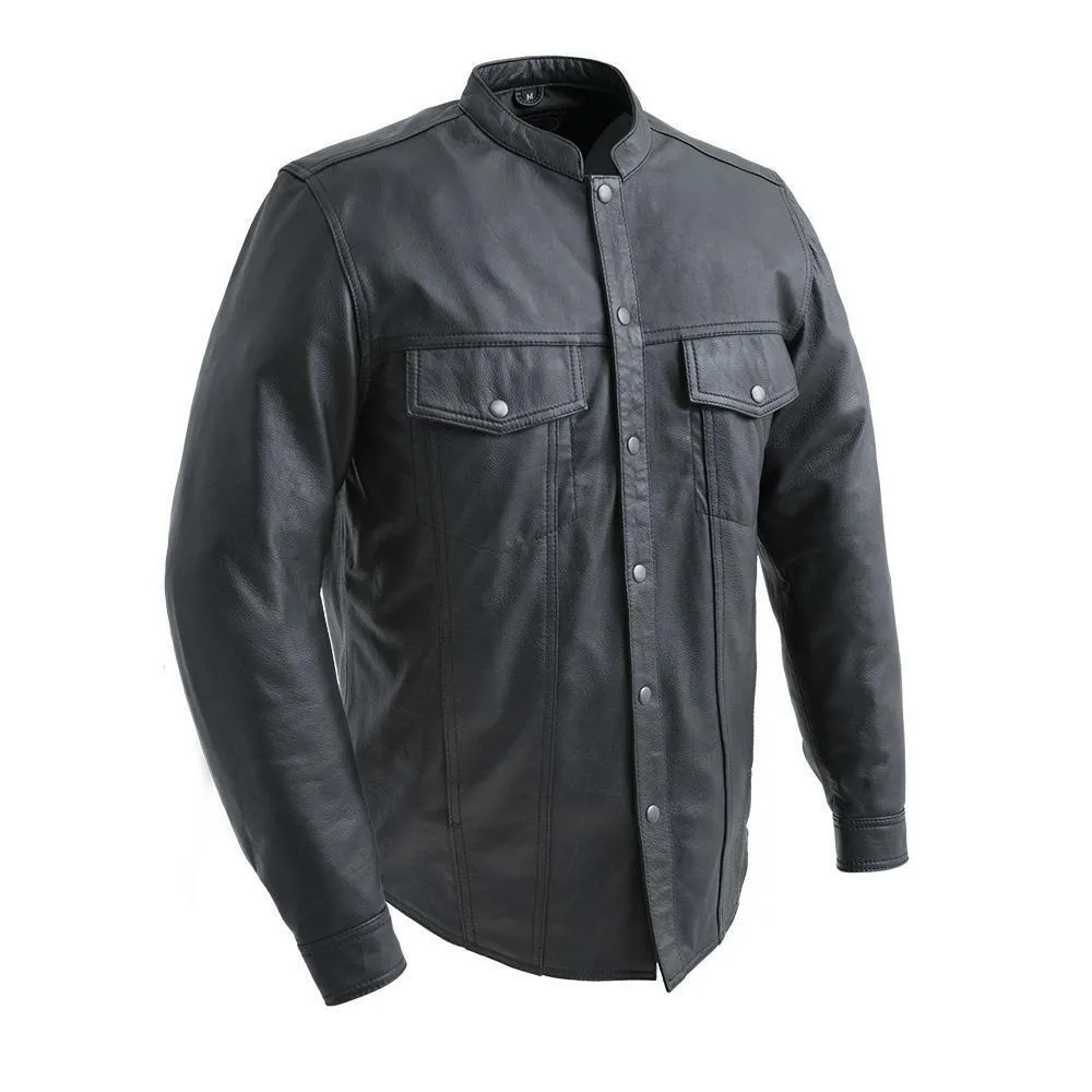 FIM404ES BLACK | Vigilante - Men's Motorcycle Leather Shirt