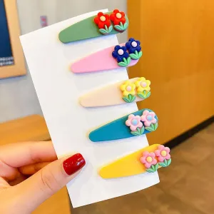Flower Theme Hair Clips (Set of 5)