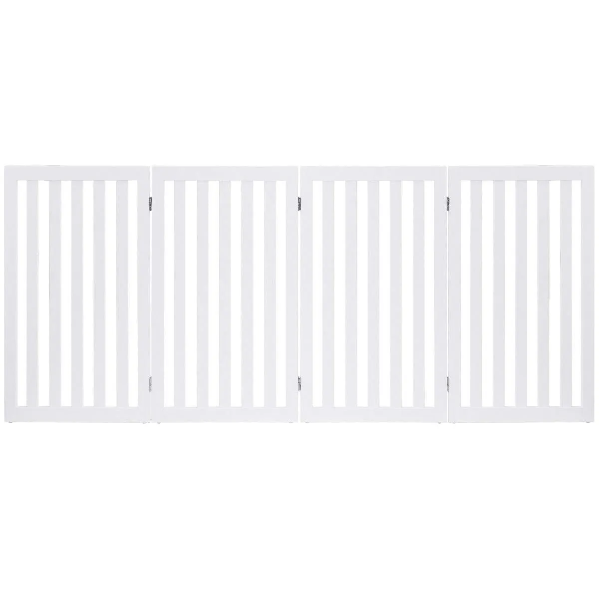 Folding 4-Panel Dog Gate Pet Fence in White Wood Finish