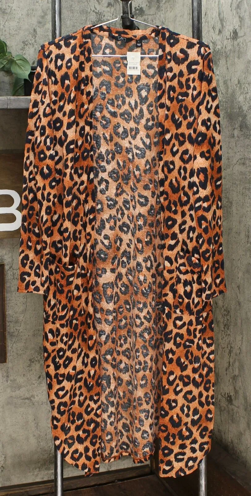 G by Giuliana Women's Printed Stretch Hacci Slub Knit Duster Cardigan