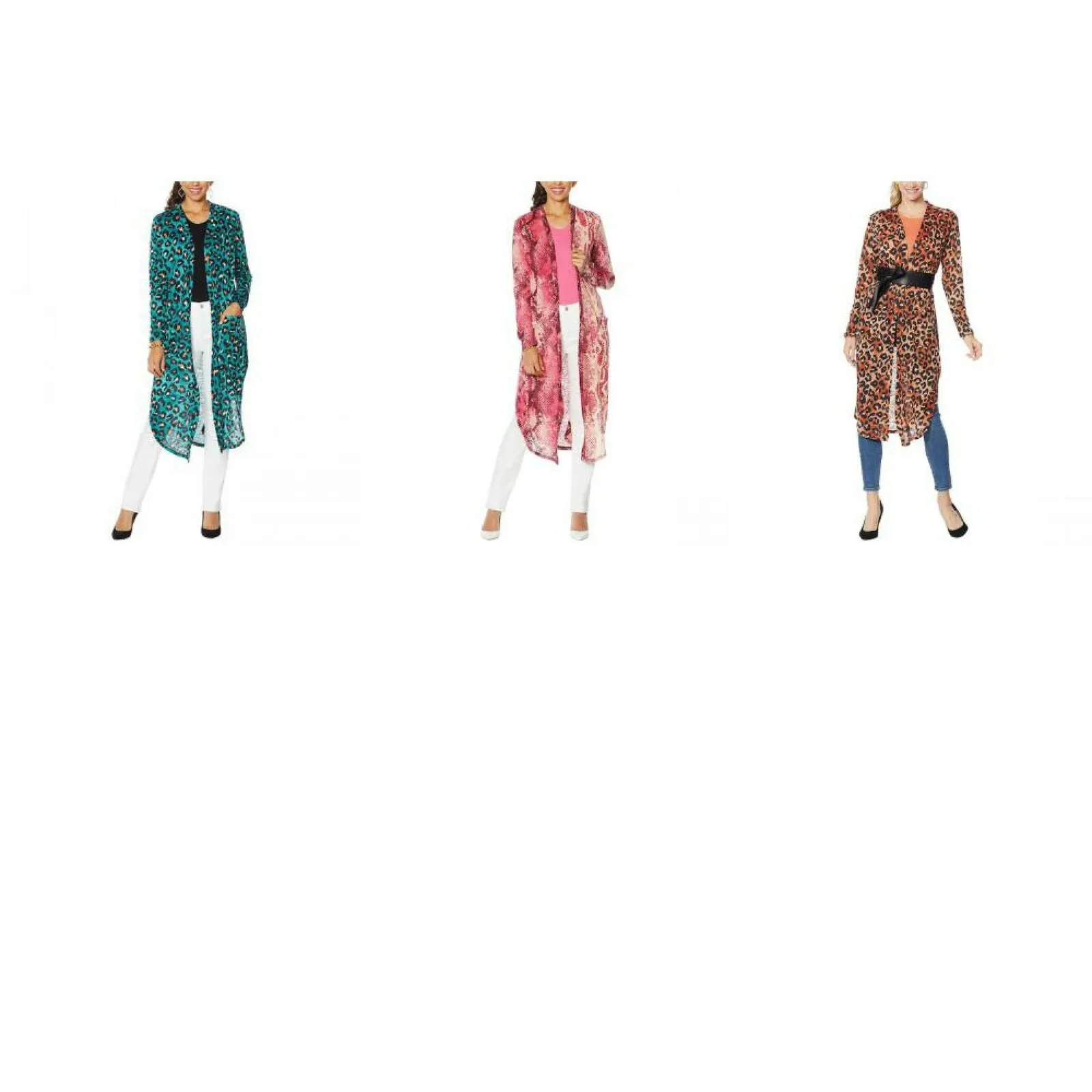 G by Giuliana Women's Printed Stretch Hacci Slub Knit Duster Cardigan