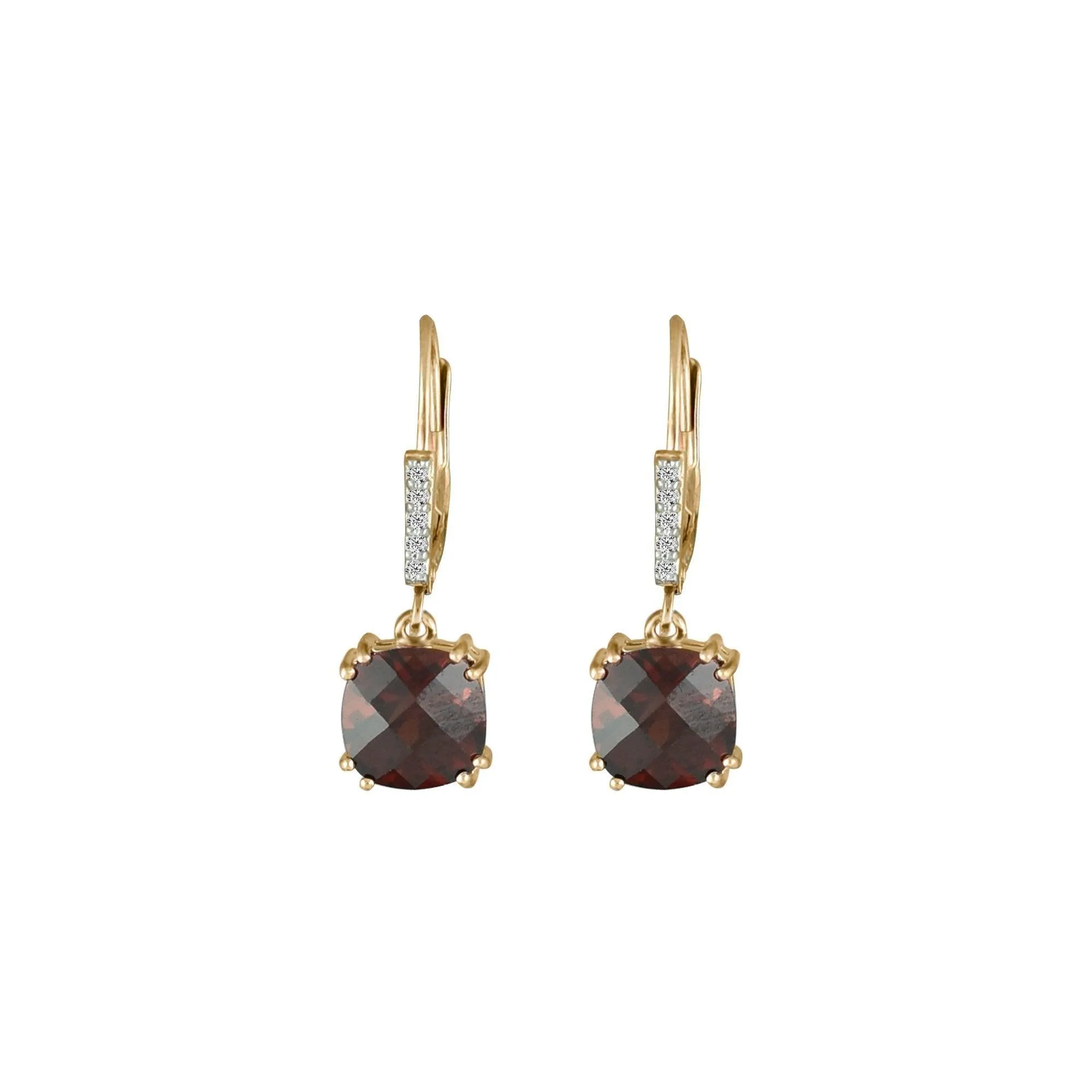 Garnet and Diamond Accent Dangle Earrings in 10K Rose Gold