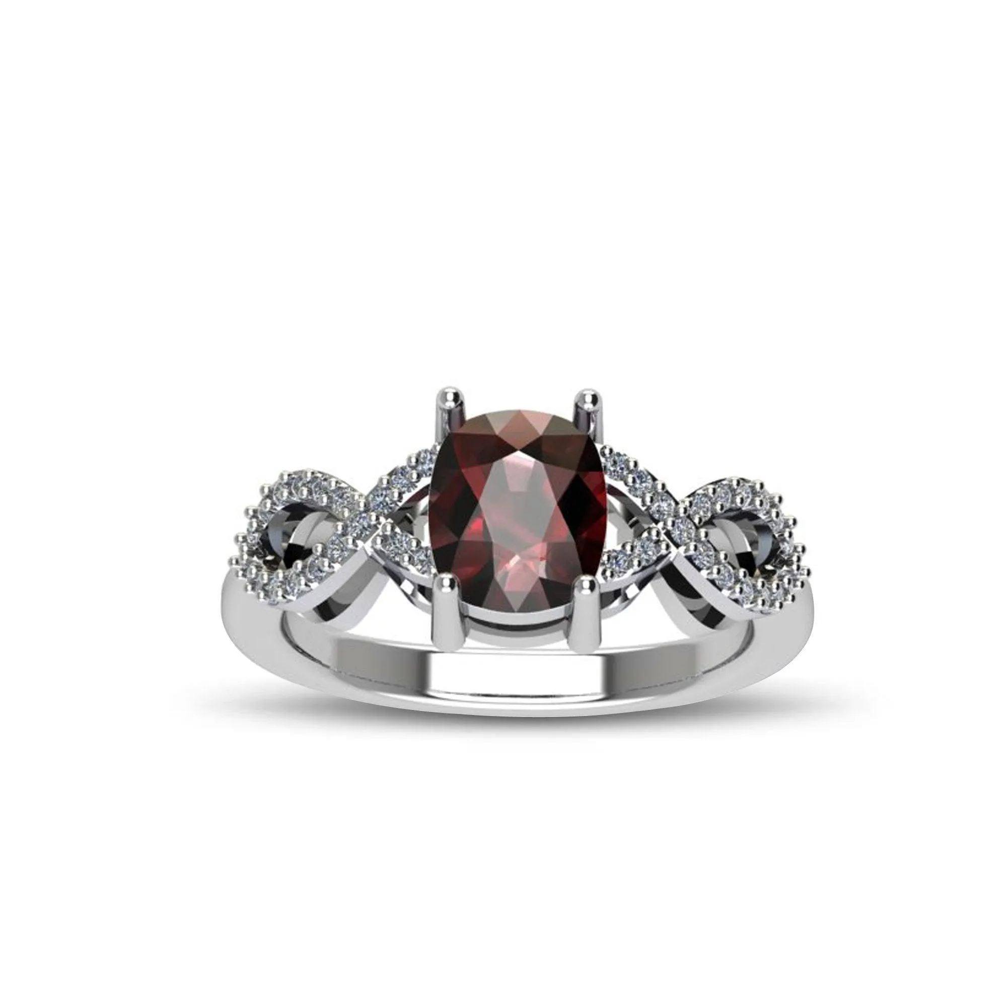 Garnet and Diamond Fashion Sterling Silver Ring