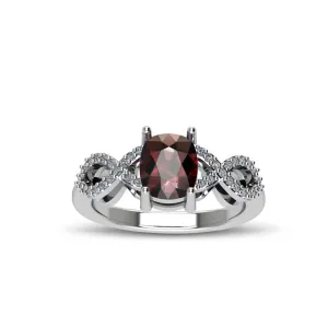 Garnet and Diamond Fashion Sterling Silver Ring