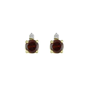 Garnet and Diamond Fashion Stud Earrings in 10K Yellow Gold