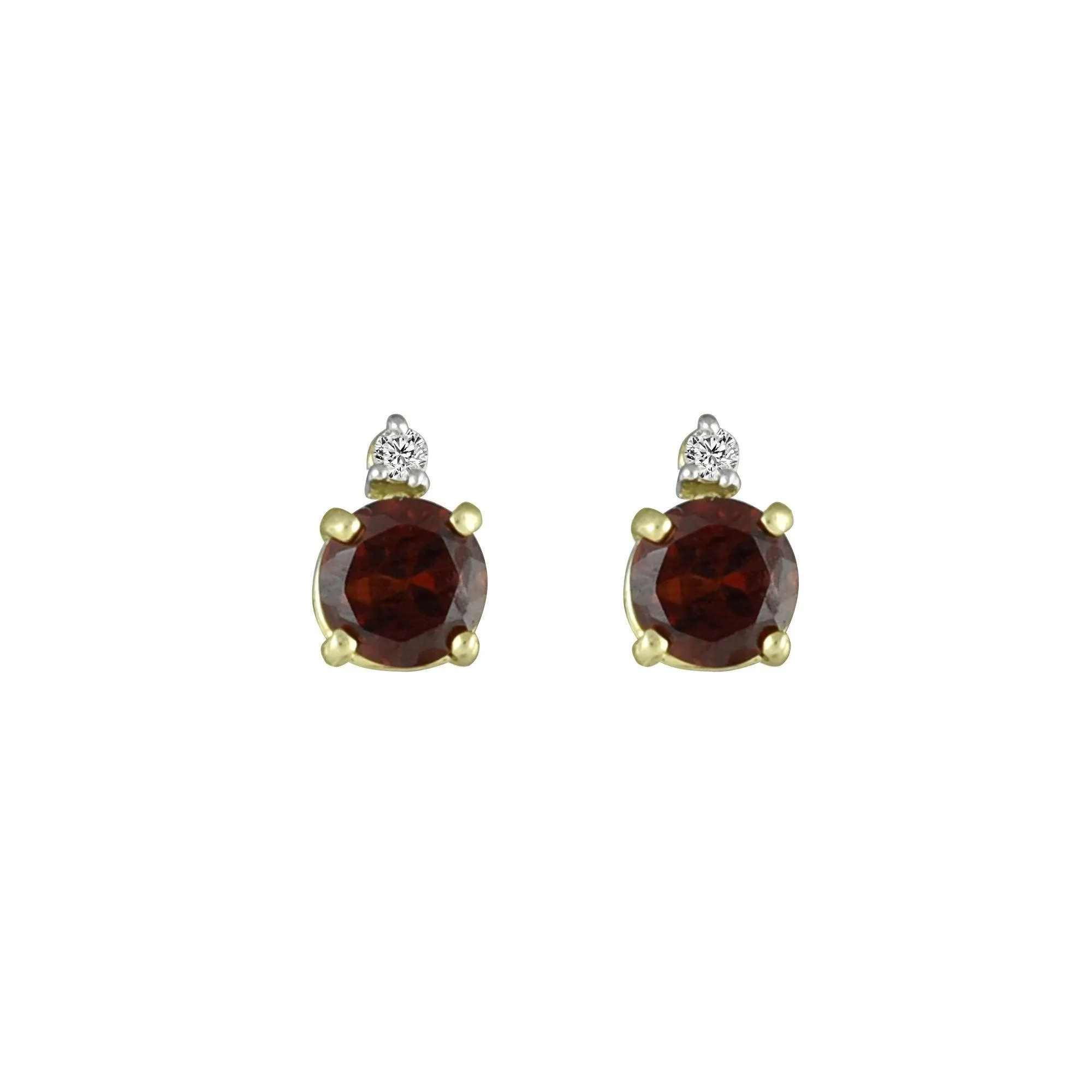 Garnet and Diamond Fashion Stud Earrings in 10K Yellow Gold