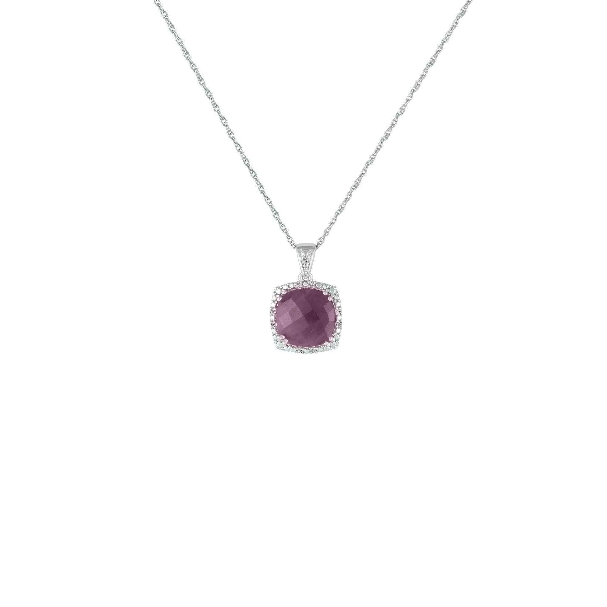 Genuine Ruby and Diamond Accent Fashion Silver Pendant
