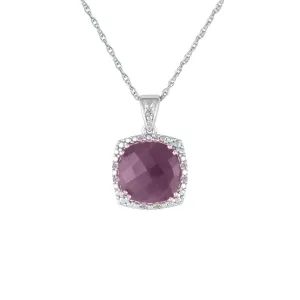 Genuine Ruby and Diamond Accent Fashion Silver Pendant