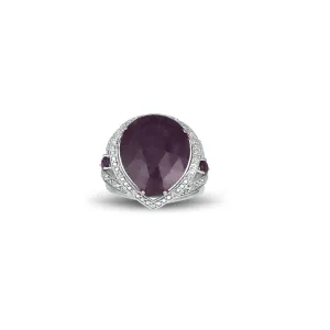 Genuine Ruby and Diamond Accent Silver Ring