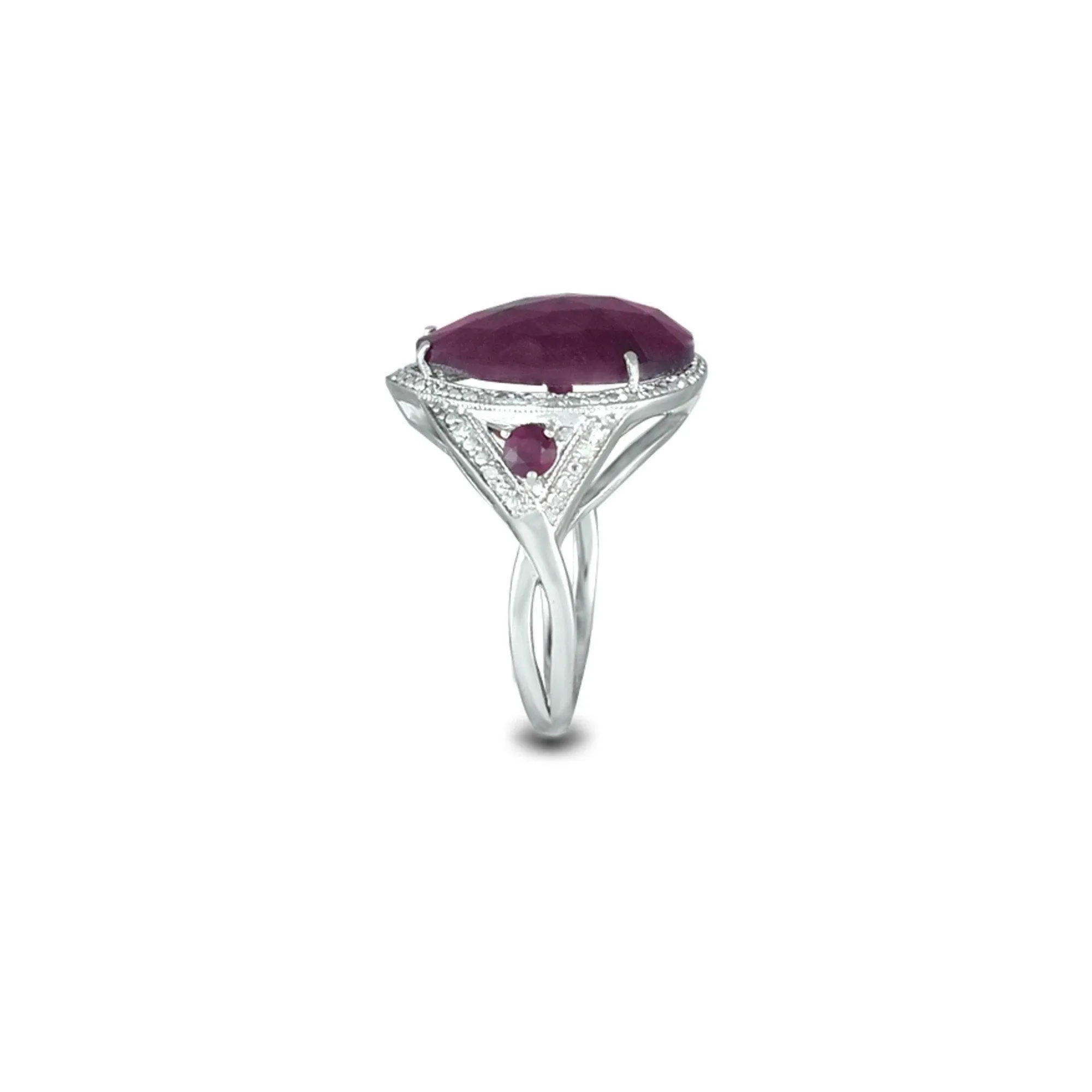 Genuine Ruby and Diamond Accent Silver Ring