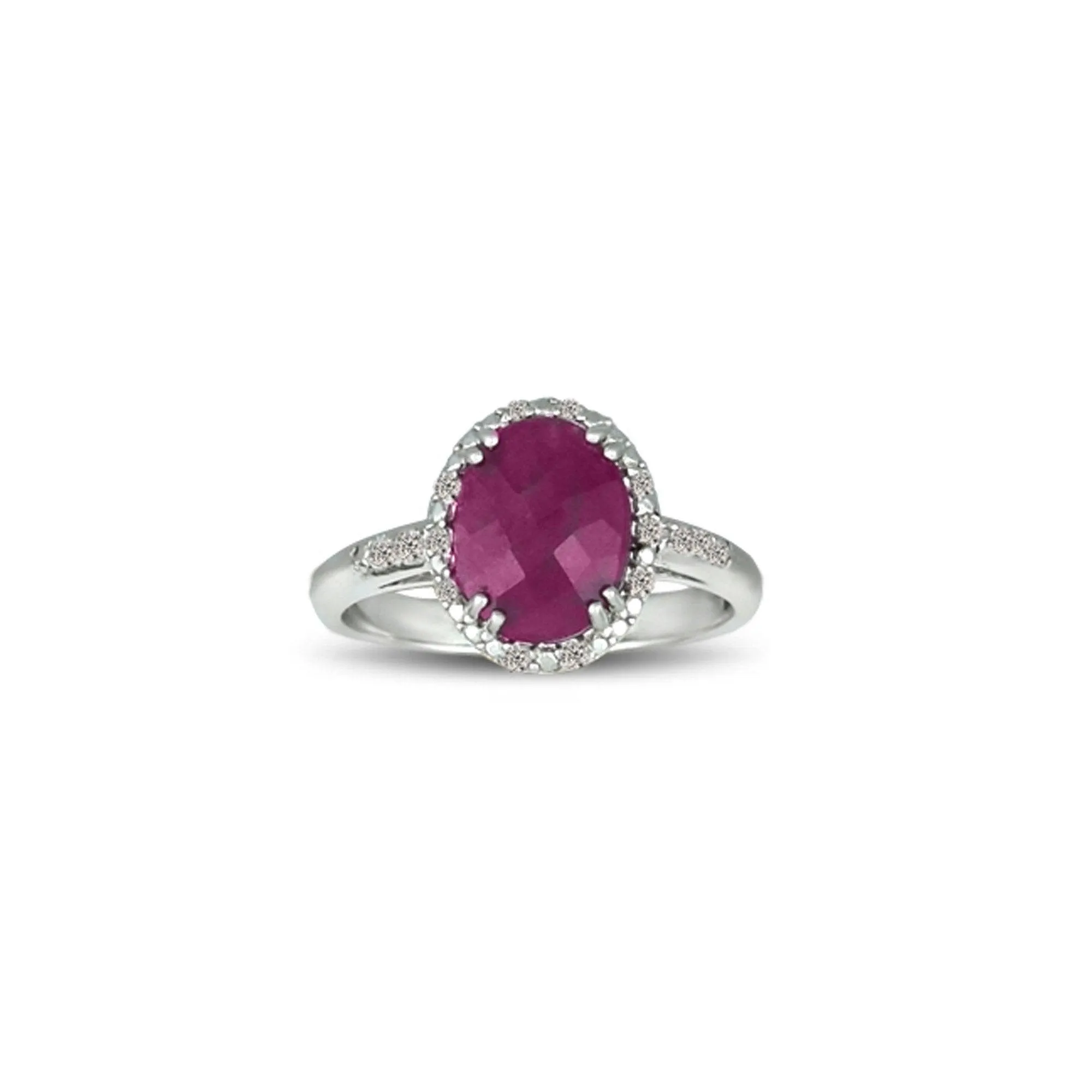 Genuine Ruby and Diamond Accent Silver Ring