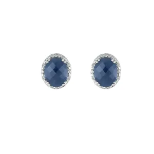 Genuine Sapphire and Diamond Accent Stud Earrings