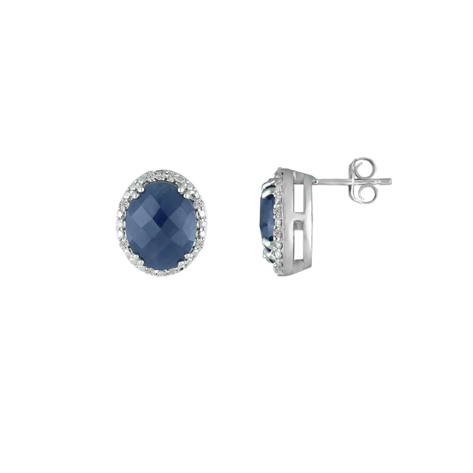 Genuine Sapphire and Diamond Accent Stud Earrings