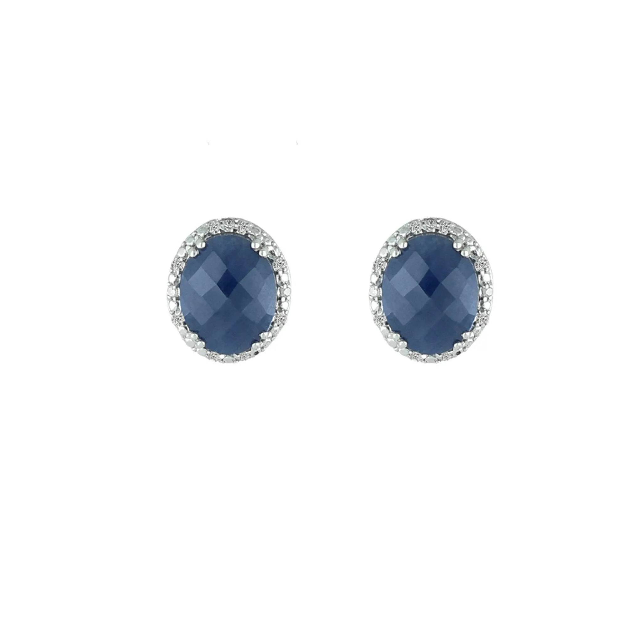 Genuine Sapphire and Diamond Accent Stud Earrings