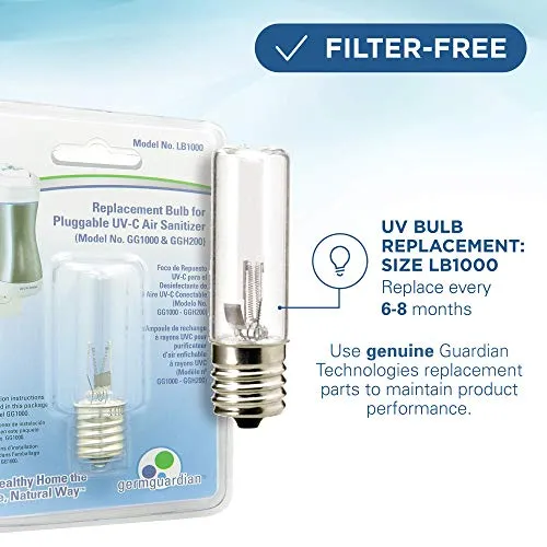 Germ Guardian Pluggable Air Purifier & Sanitizer, Eliminates Germs and Mold with UV-C Light, Deodorizer for Odor from Pets, Diapers, Room Freshener
