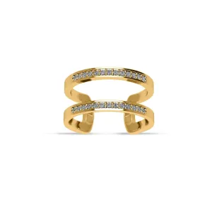 Gold Plated Cubic Zirconia Fashion Geometric Ring in Sterling Silver