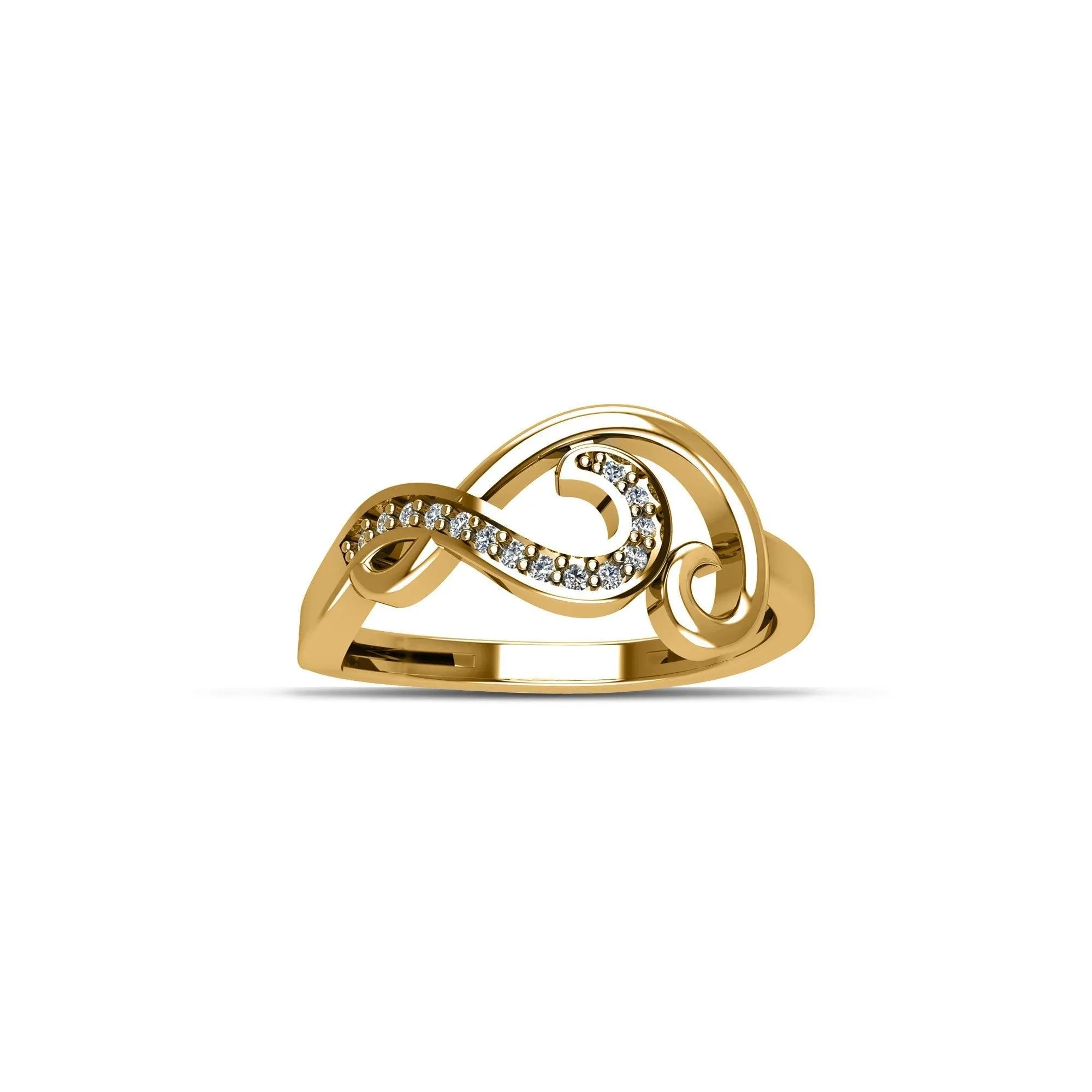 Gold Plated Cubic Zirconia Fashion Ring in Sterling Silver