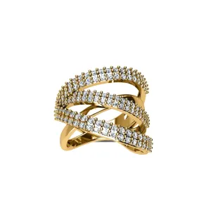 Gold Plated Cubic Zirconia Fashion Ring in Sterling Silver