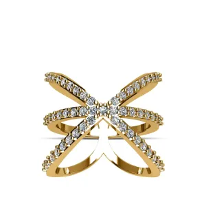 Gold Plated over Sterling Silver CZ Fashion Ring