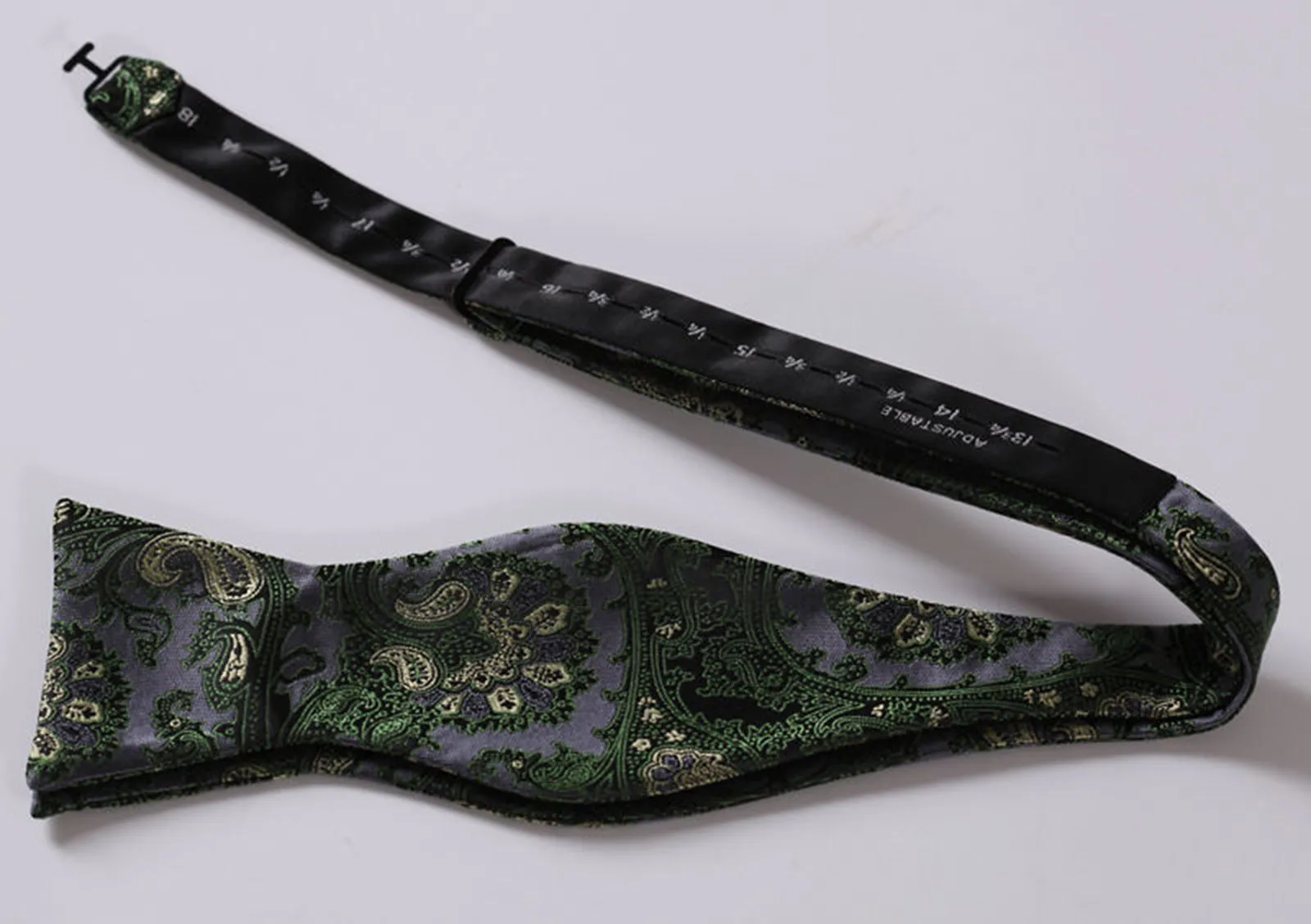 Green & Gray Textured Mens Silk Self tie Bow Tie with Pocket Squares Set