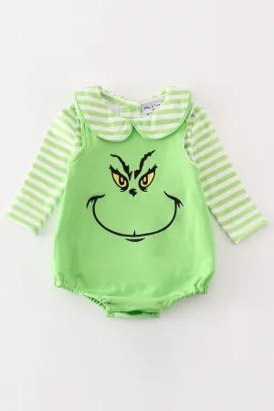 Green Grinch Embroidery Boy Bubble Set