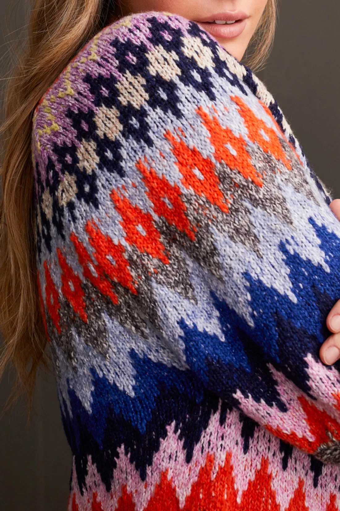 Grey Mix Intarsia Sweater