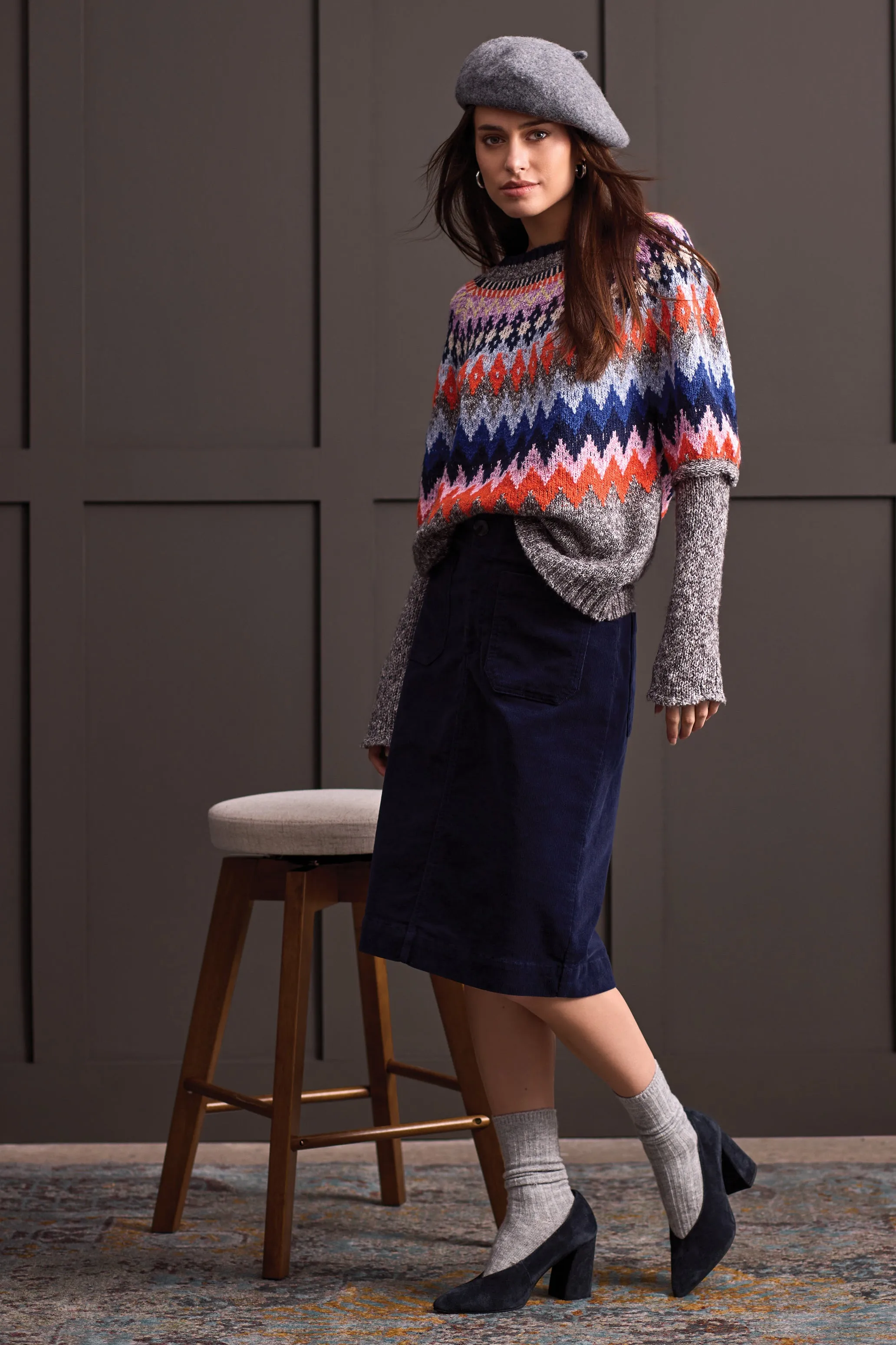 Grey Mix Intarsia Sweater
