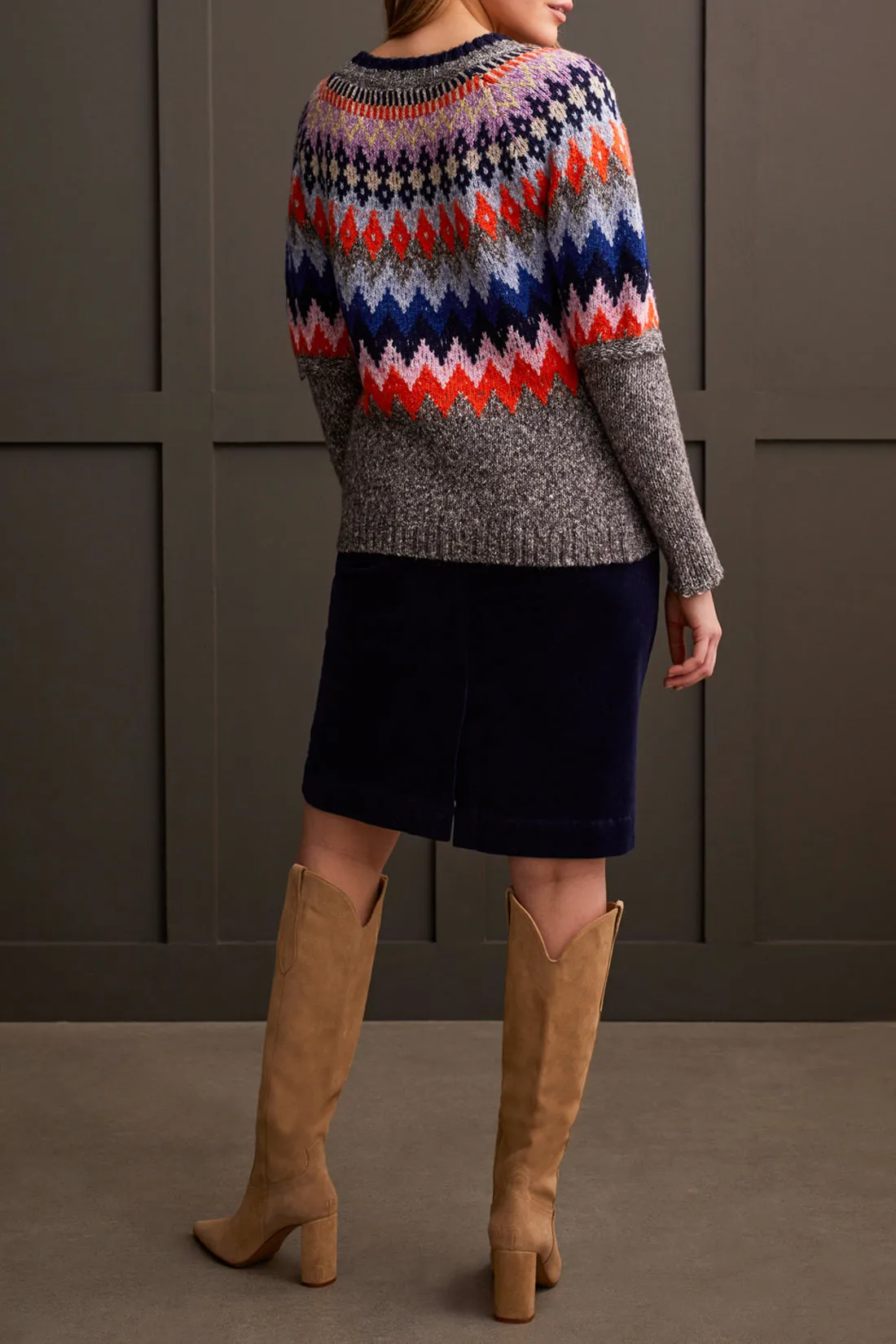 Grey Mix Intarsia Sweater
