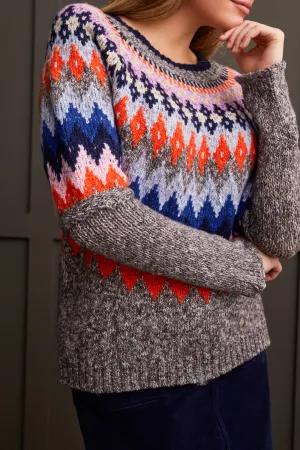 Grey Mix Intarsia Sweater