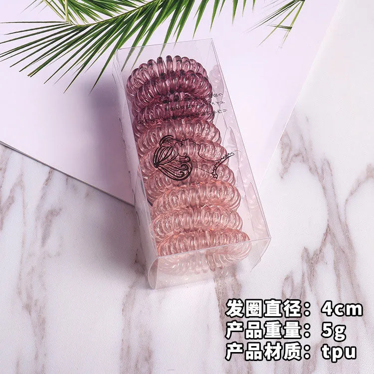 Hair Ties Coil Hair Ties, Phone Cord Hair Ties  Color Gradient  4# gradient brown
