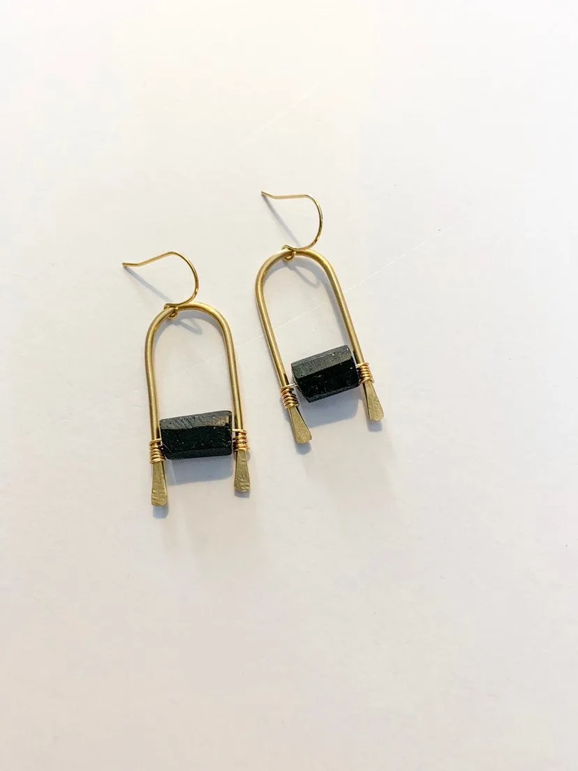 Hammered Tourmaline Earrings