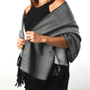 Hand Woven Soft & Neutral Shawl | Black & White
