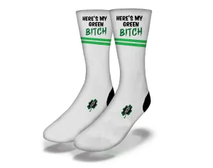 HERE'S MY GREEN Funny St Patrick's Day Socks