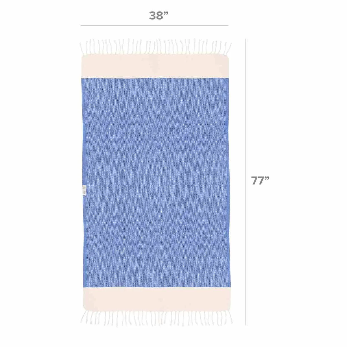 Herringbone Turkish Towel & Peshtemal Beach Towel - Royal Blue