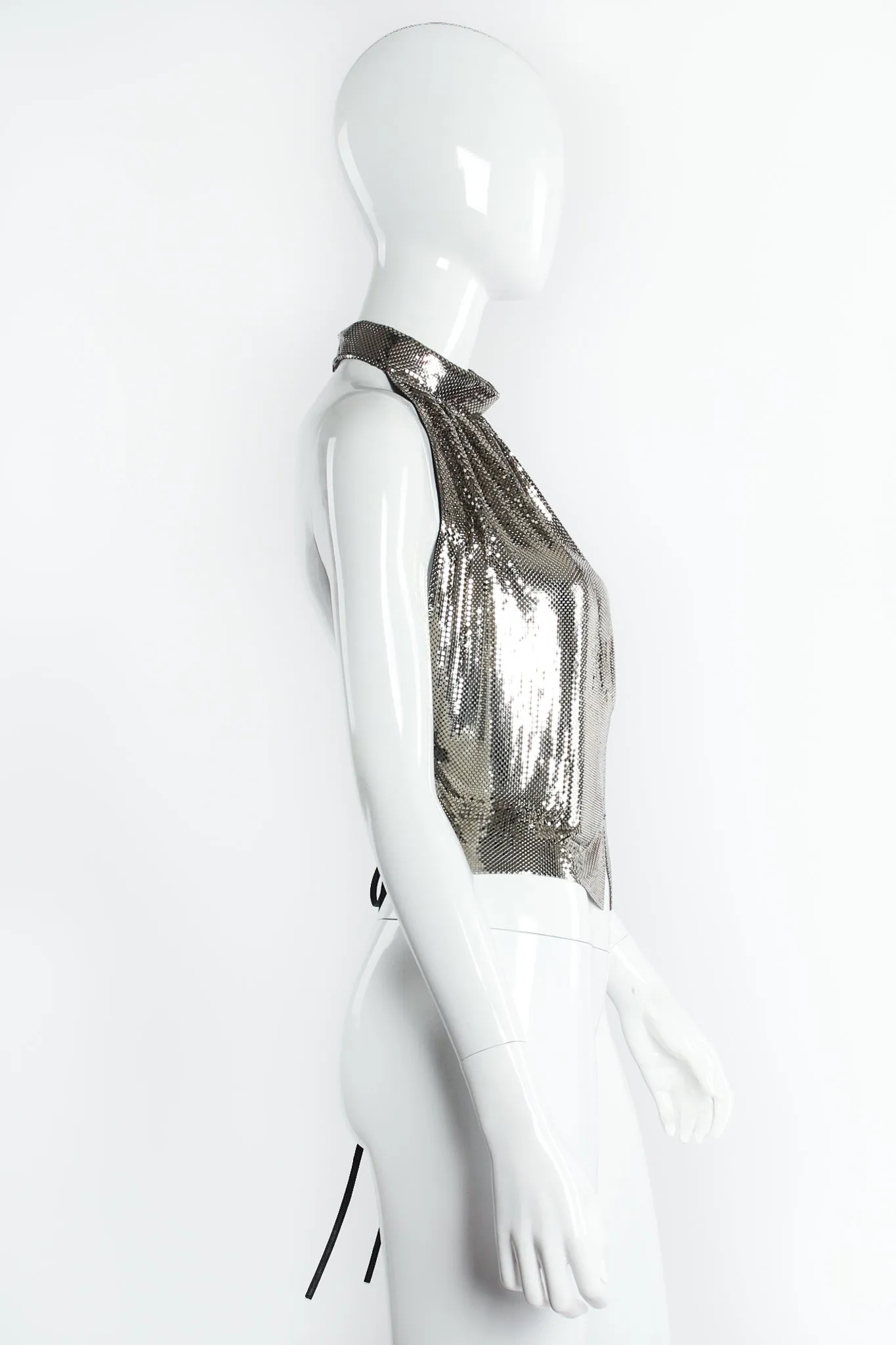 High Mock Neck Metal Mesh Halter