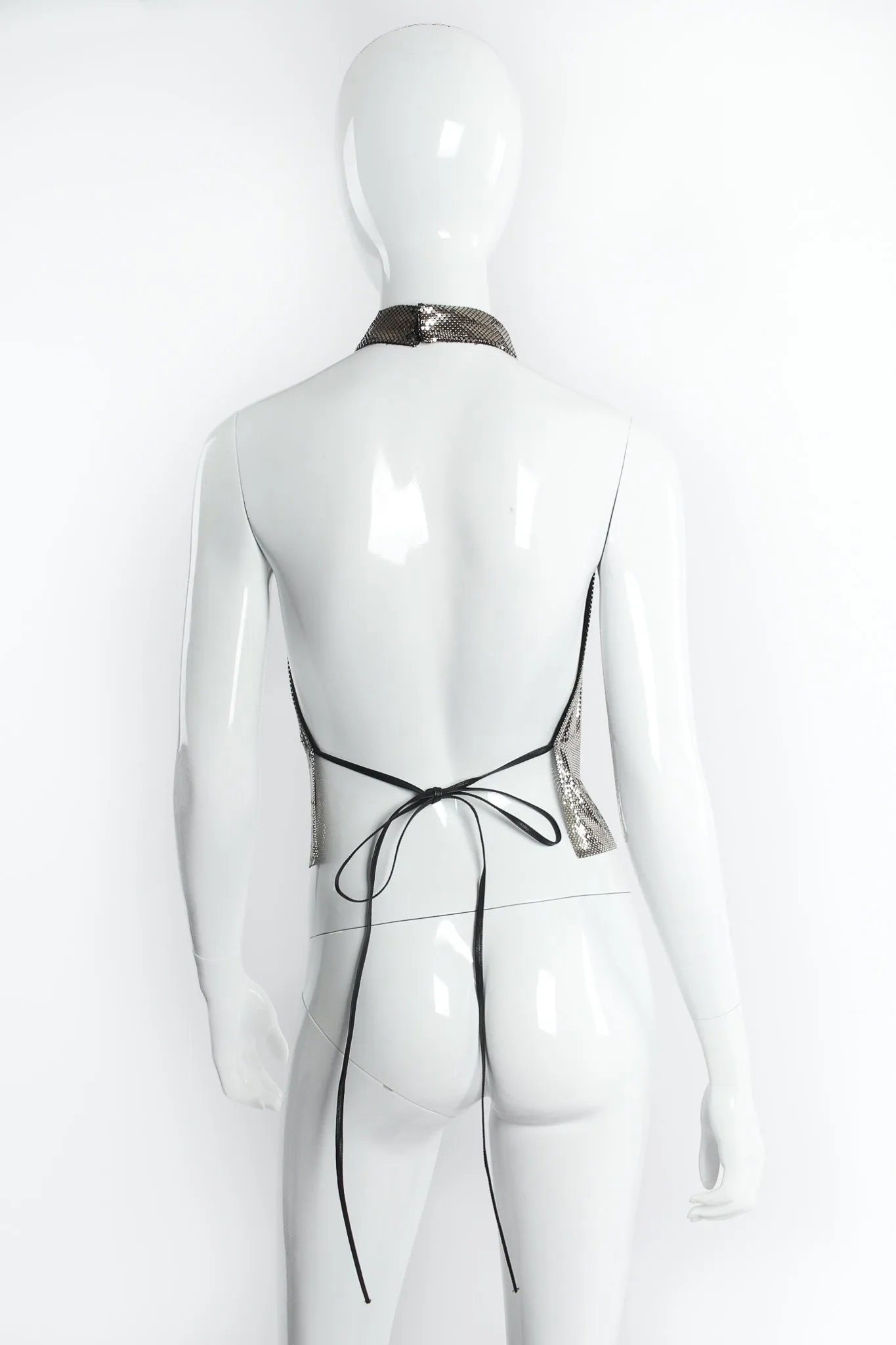 High Mock Neck Metal Mesh Halter