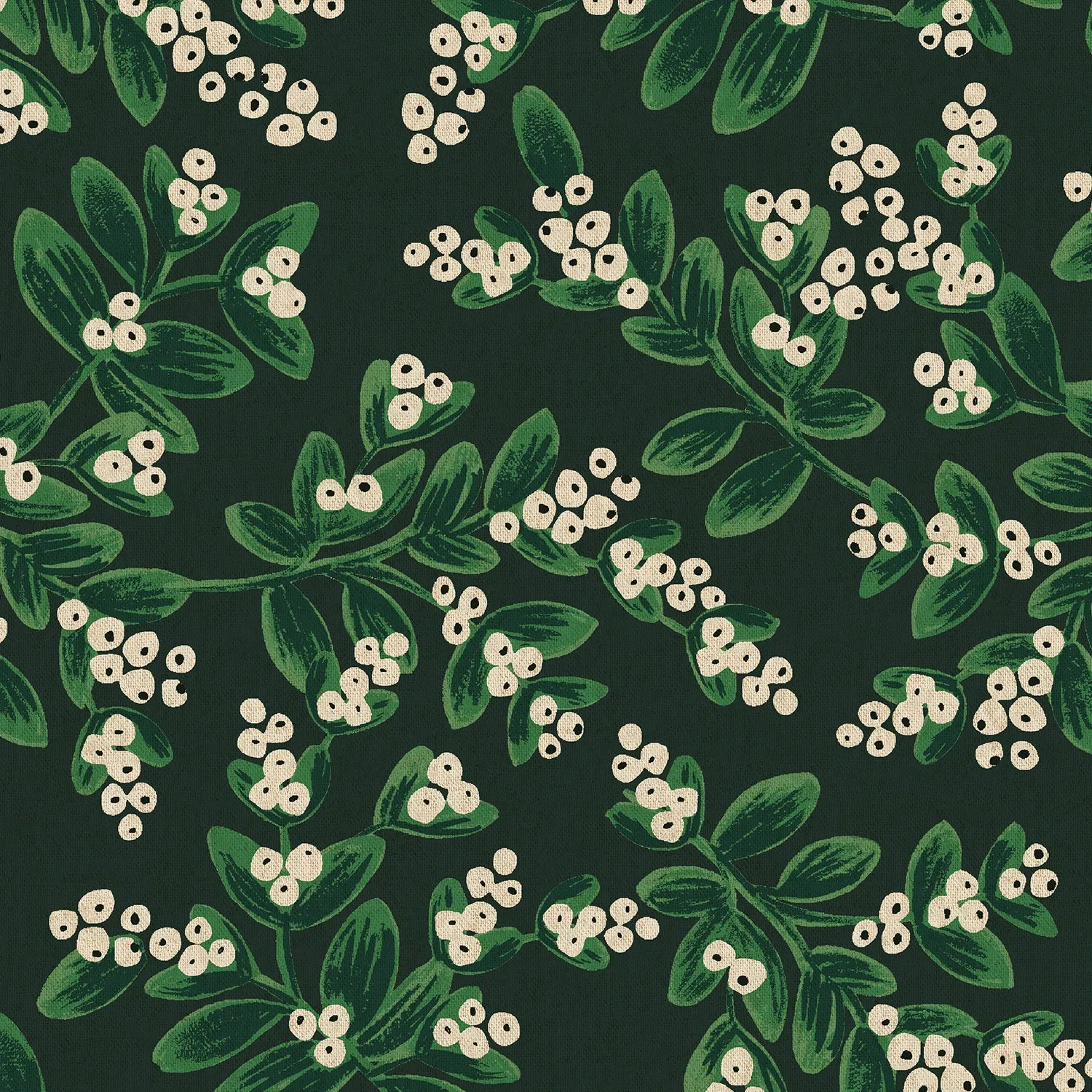 Holiday Classics, Mistletoe in Evergreen Unbleached CANVAS