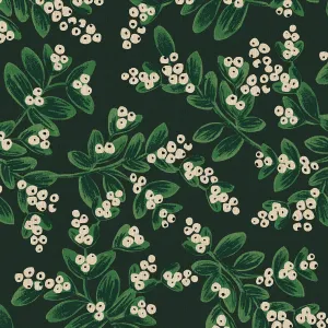 Holiday Classics, Mistletoe in Evergreen Unbleached CANVAS